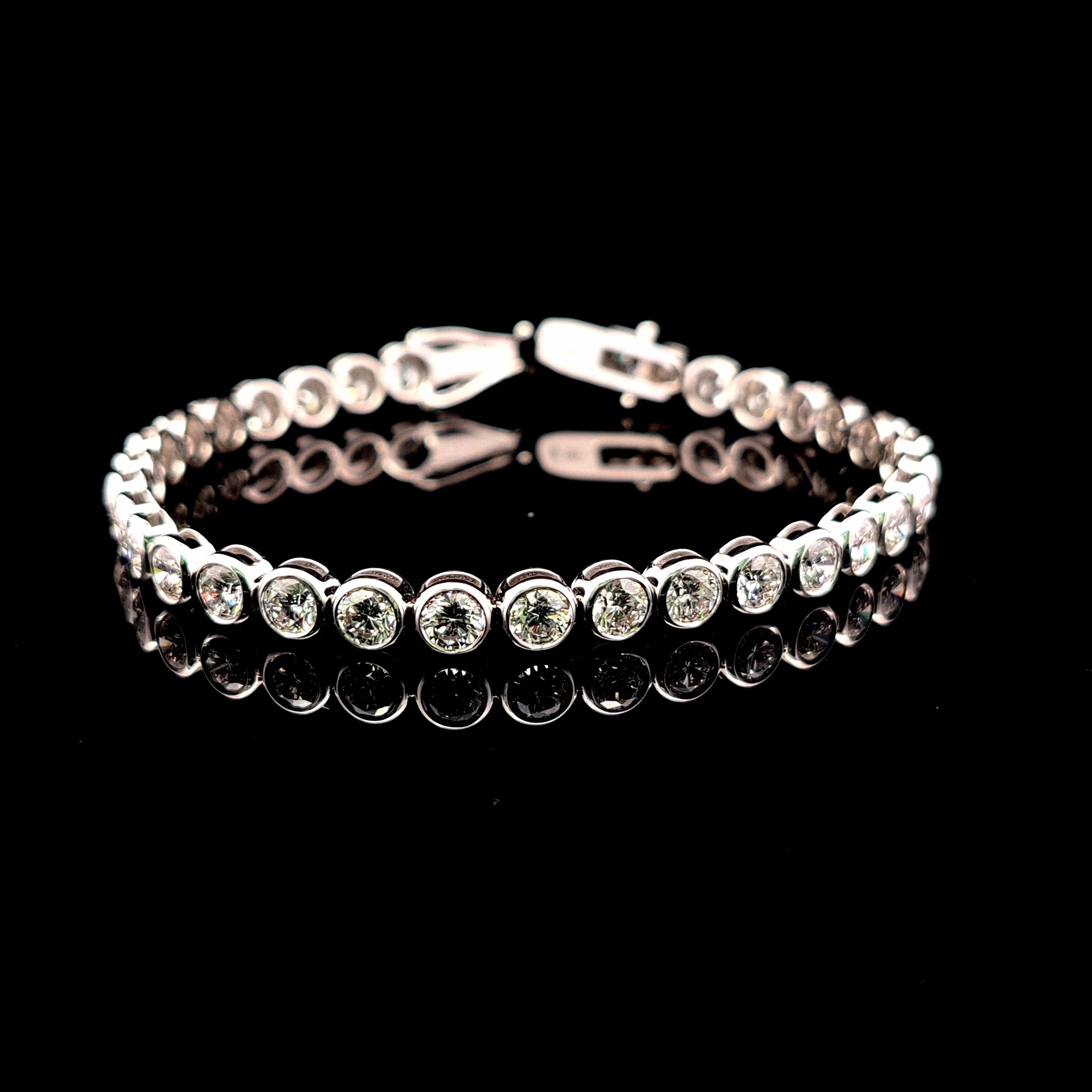 Round Tennis Bracelet 8.42 carat Round lab-grown diamond F color VS1 clarity stock TJ8422TBC
