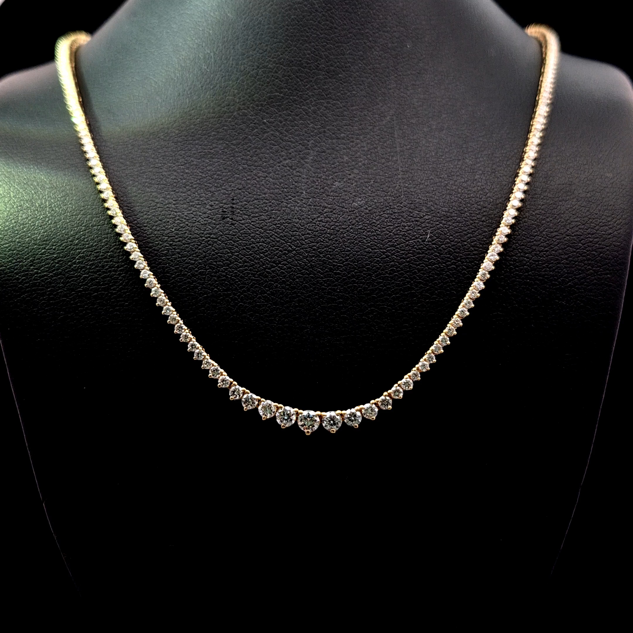 14k Yellow Gold 3.22ct round Round Diamond Riviera Necklace in 14k Yellow Gold — Lab-grown diamond jewelry from RVR Collective