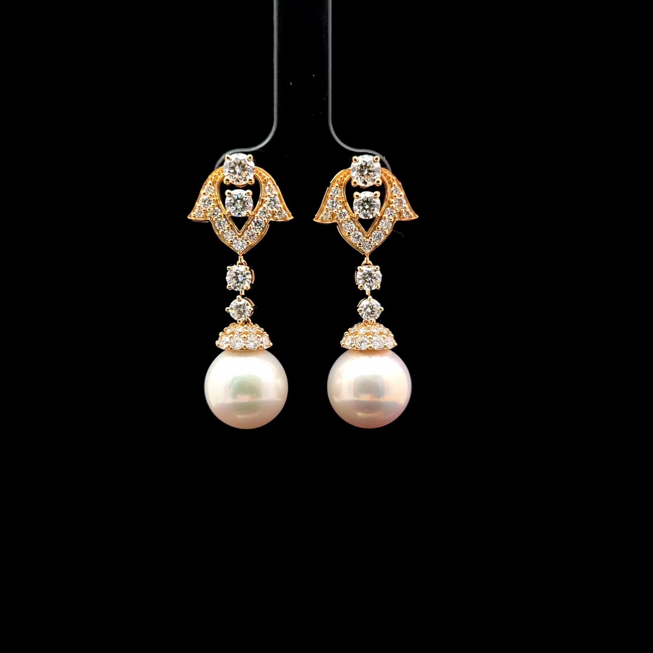 5.93ct Round Diamond Drop Earrings in 14k Yellow Gold