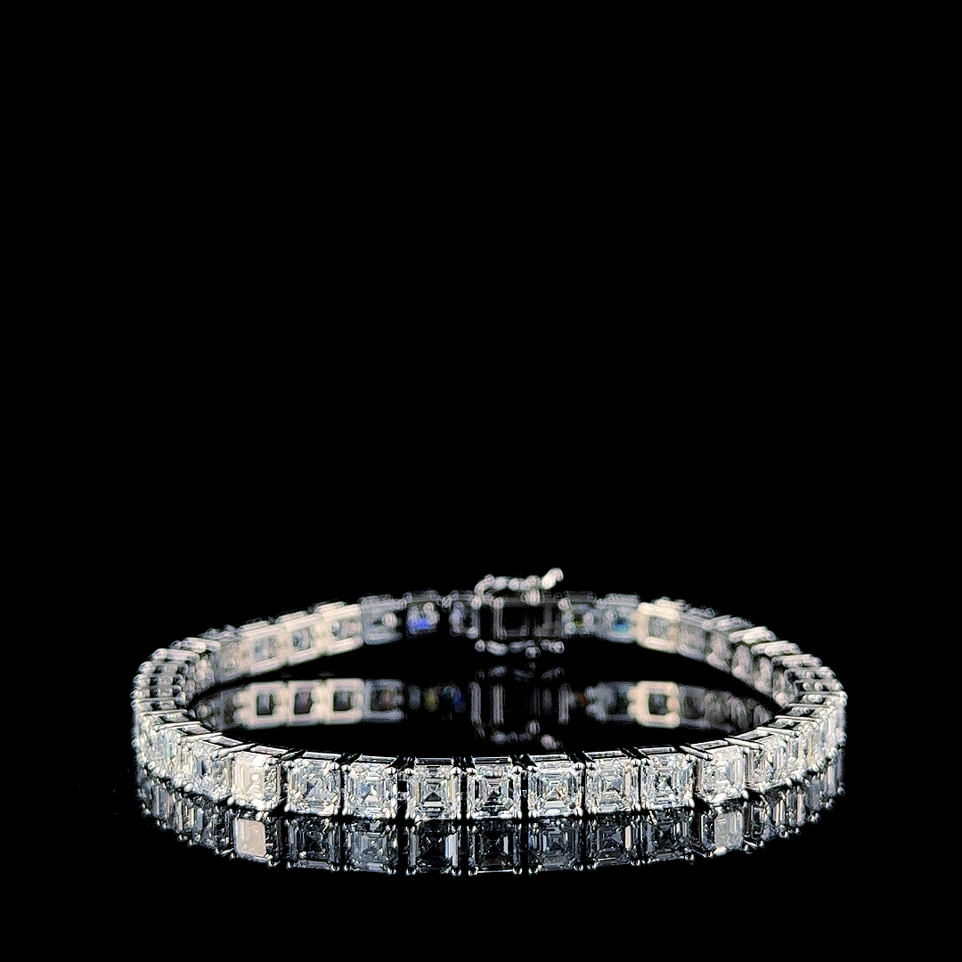 14k White Gold 16.08ct asscher Asscher Cut Diamond Tennis Bracelet in 14k White Gold — Lab-grown diamond jewelry from RVR Collective