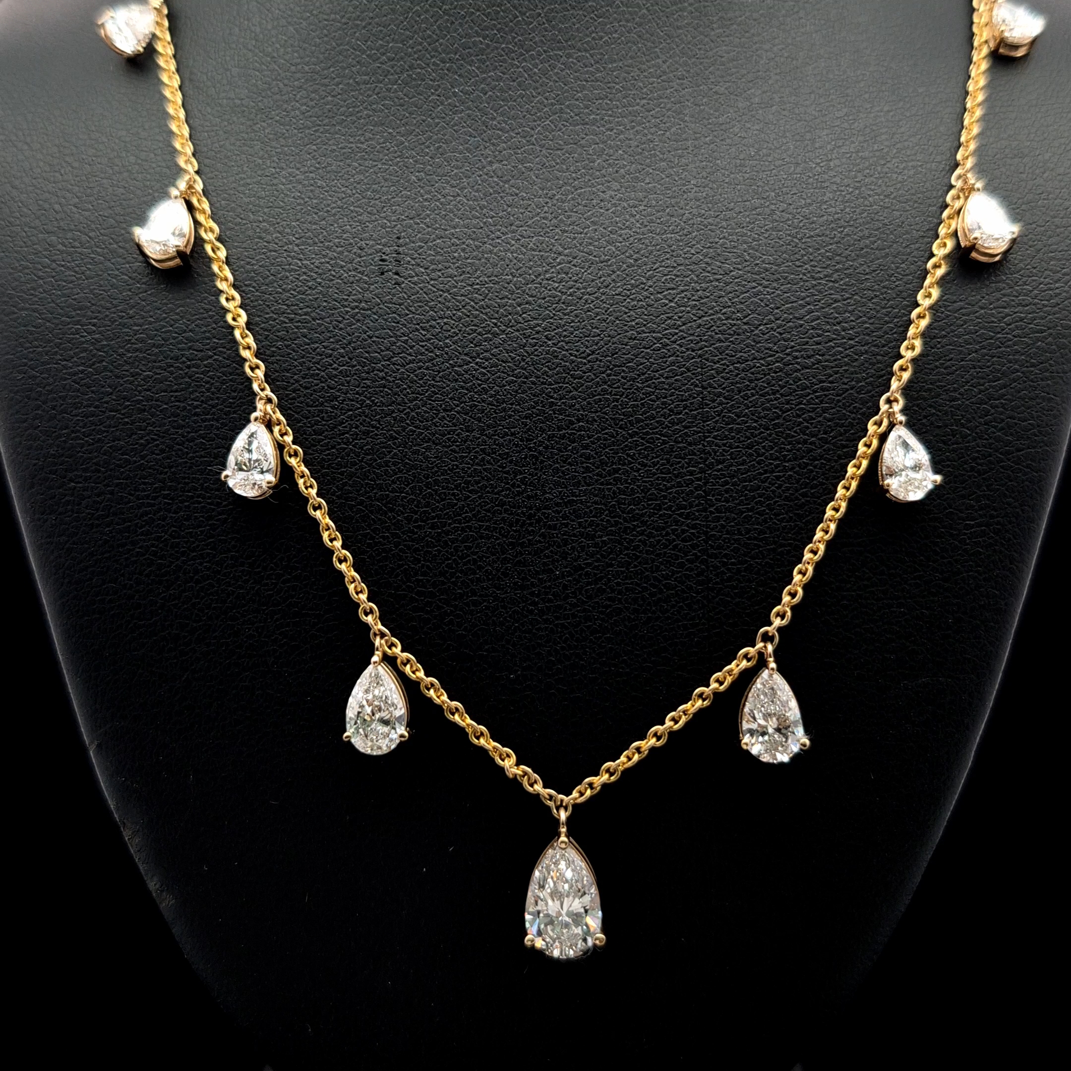 Pear Diamond By Yard Necklace 3.65 carat Pear lab-grown diamond F color VS1 clarity stock TJ9035NCY