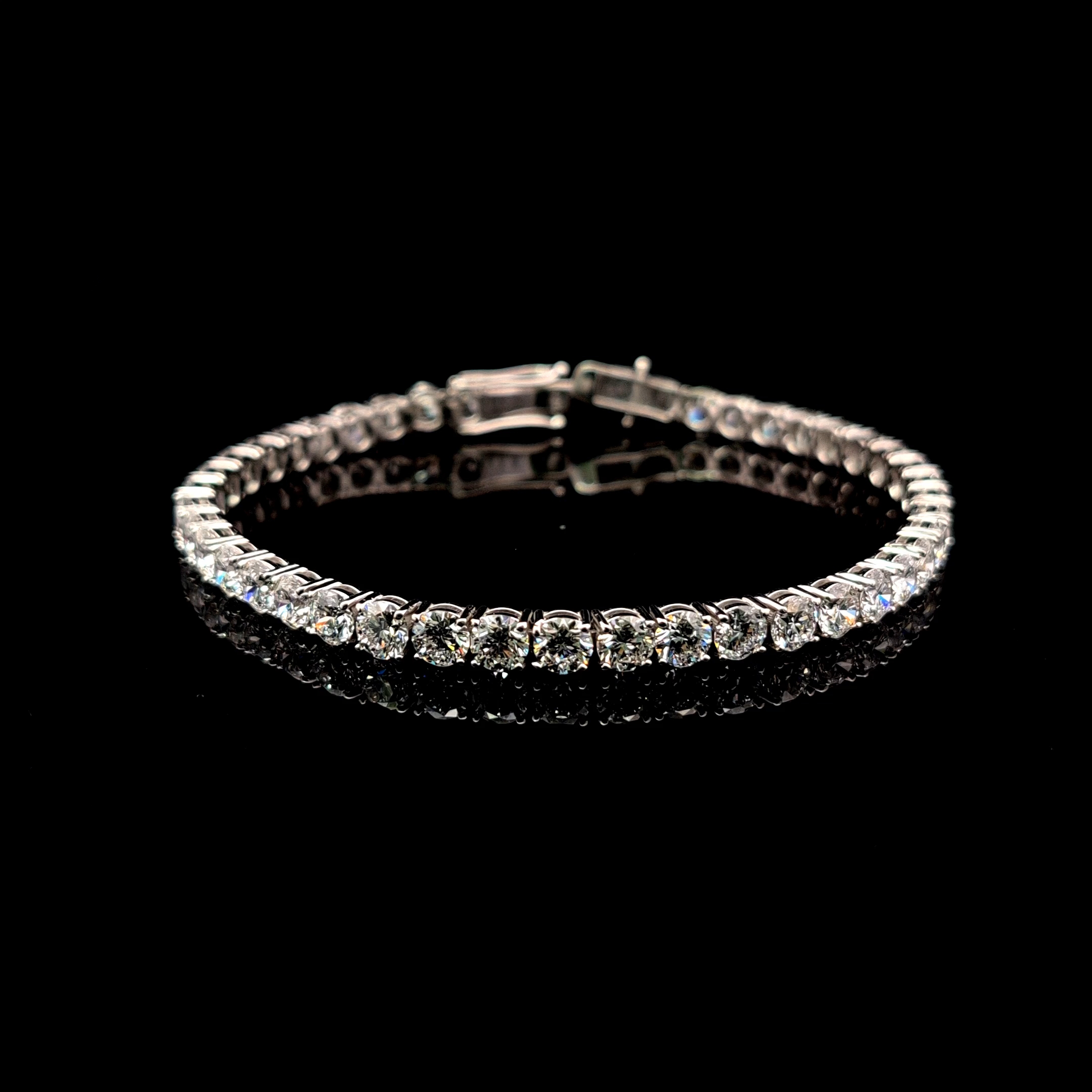10k White Gold 12.15ct round Round Diamond Tennis Bracelet in 10k White Gold — Lab-grown diamond jewelry from RVR Collective