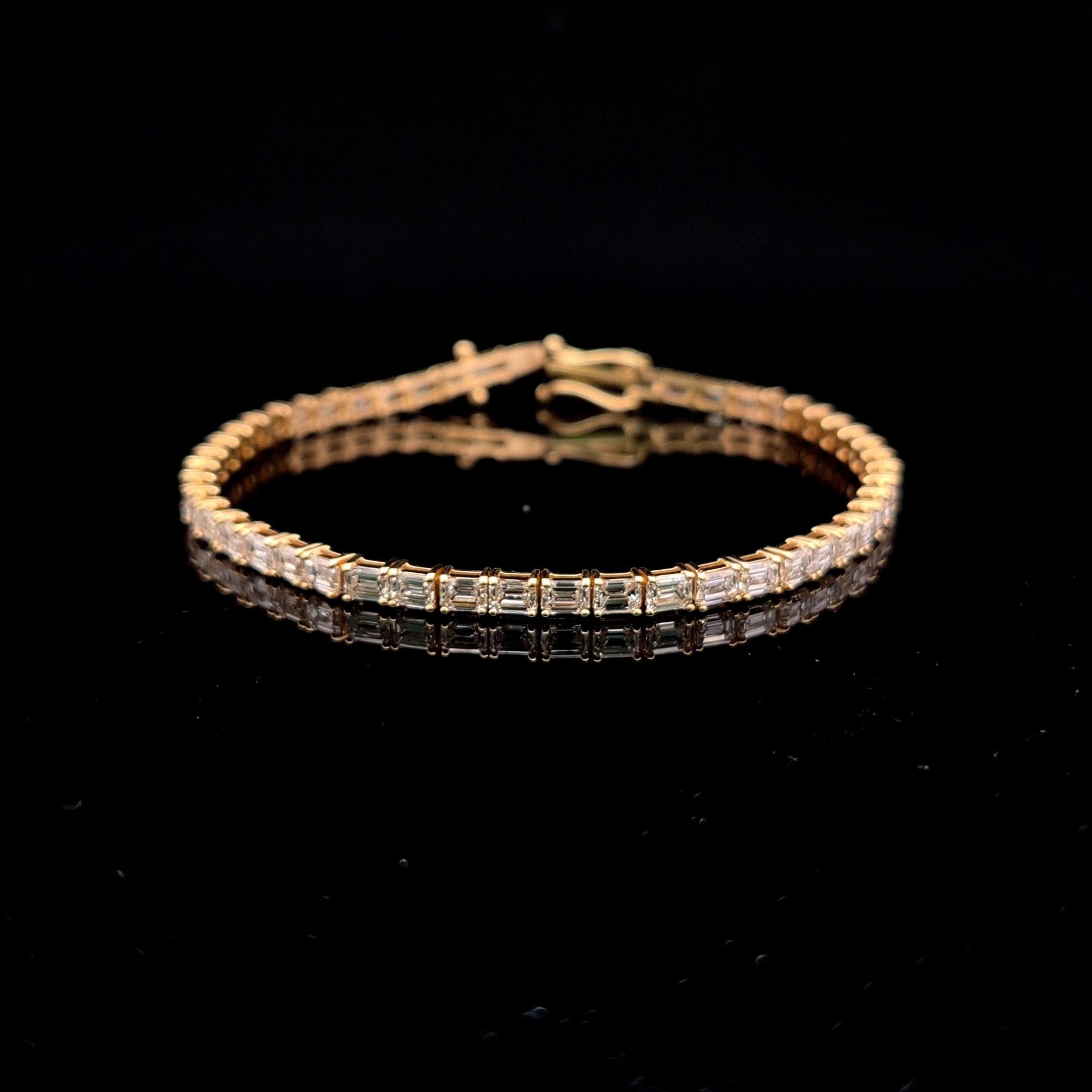 14k Yellow Gold 6.83ct emerald Emerald Cut Diamond Tennis Bracelet in 14k Yellow Gold — Lab-grown diamond jewelry from RVR Collective