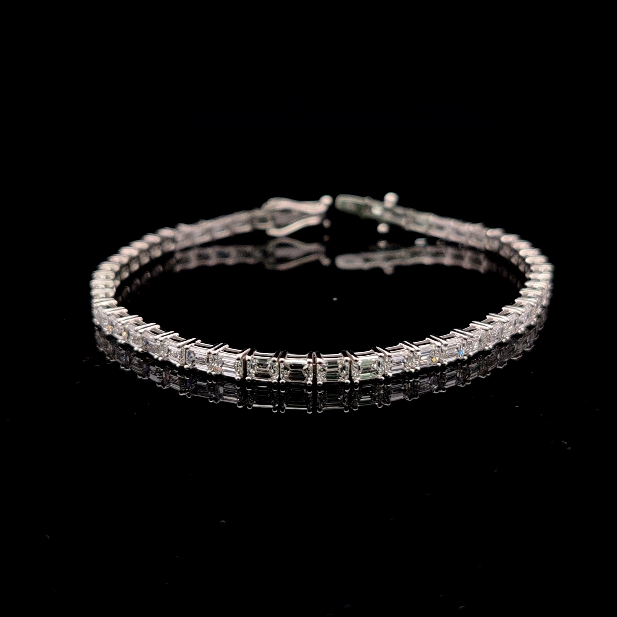 14k White Gold 6.76ct emerald Emerald Cut Diamond Tennis Bracelet in 14k White Gold — Lab-grown diamond jewelry from RVR Collective