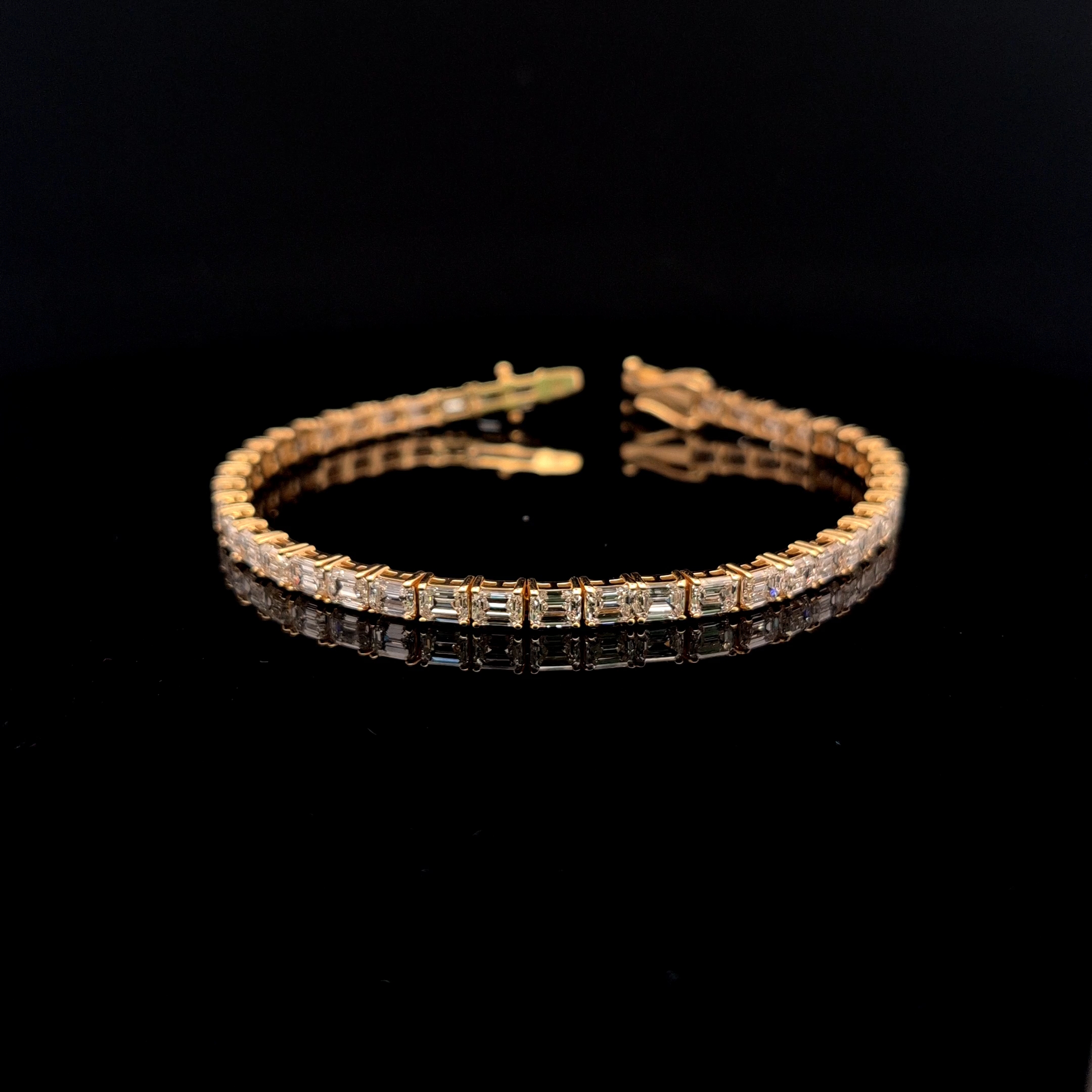 14k Yellow Gold 10.24ct emerald Emerald Cut Diamond Tennis Bracelet in 14k Yellow Gold — Lab-grown diamond jewelry from RVR Collective