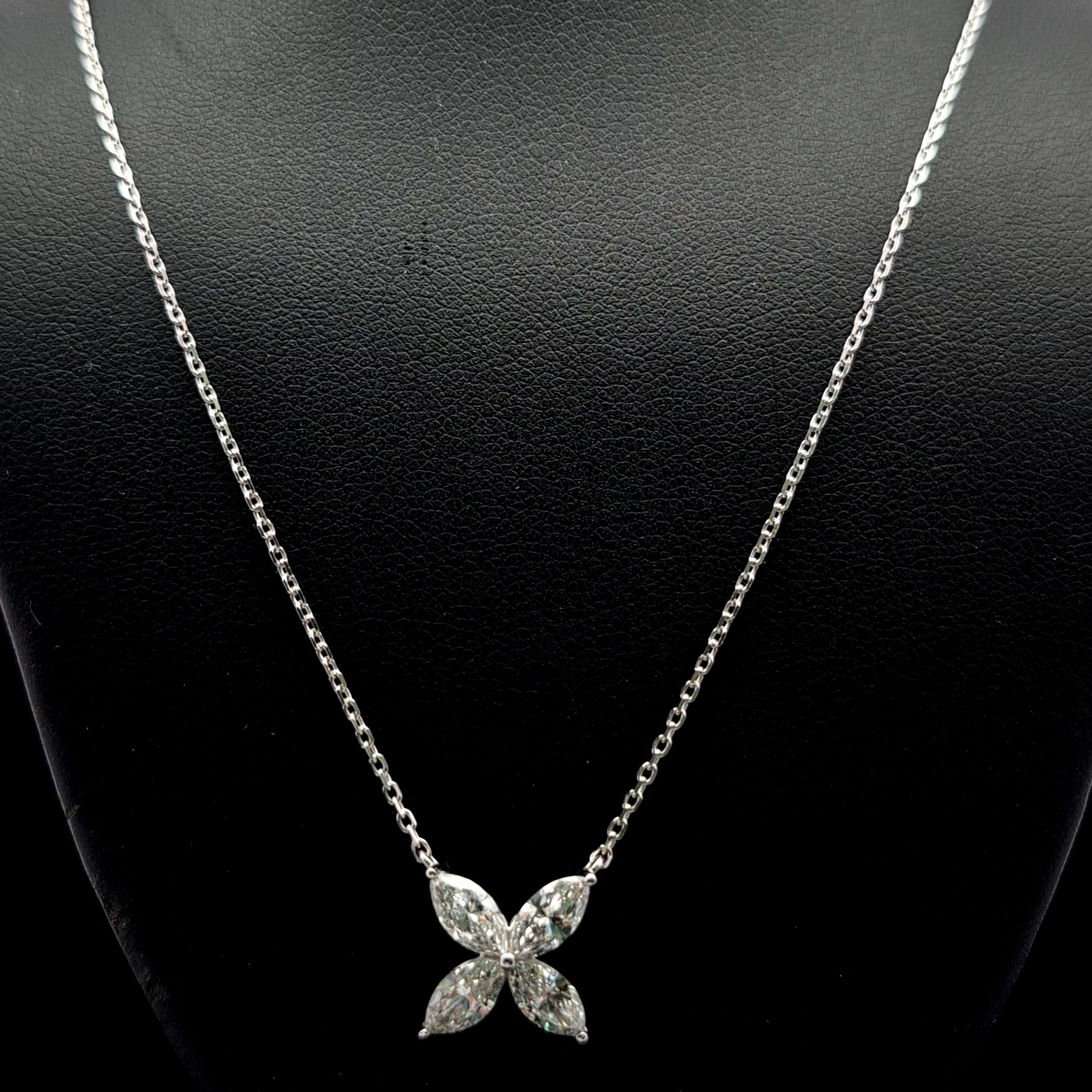 1.34ct Marquise Diamond Necklace in 14k White Gold