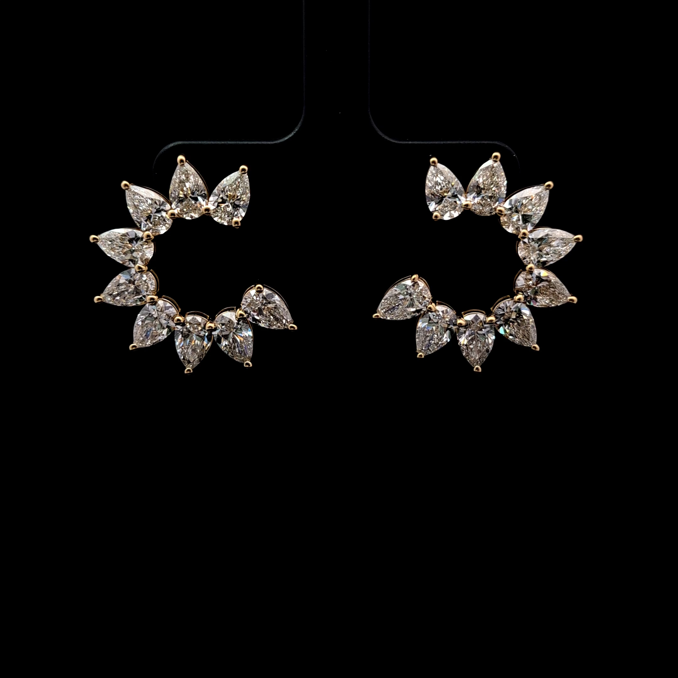 9.56ct Pear Diamond Earrings in 14k Yellow Gold