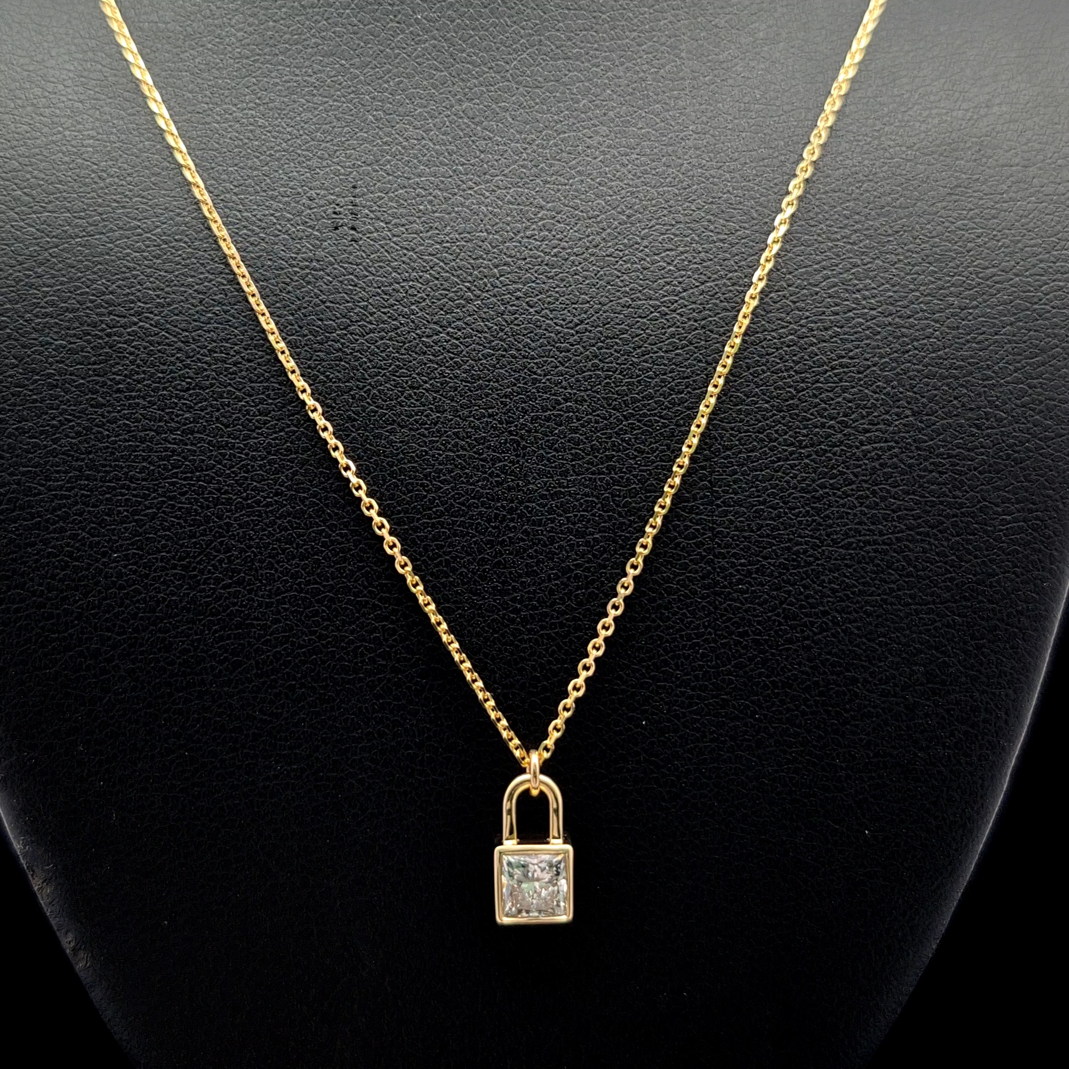 Princess Cut Diamond Solitaire Necklace in 14k Yellow Gold