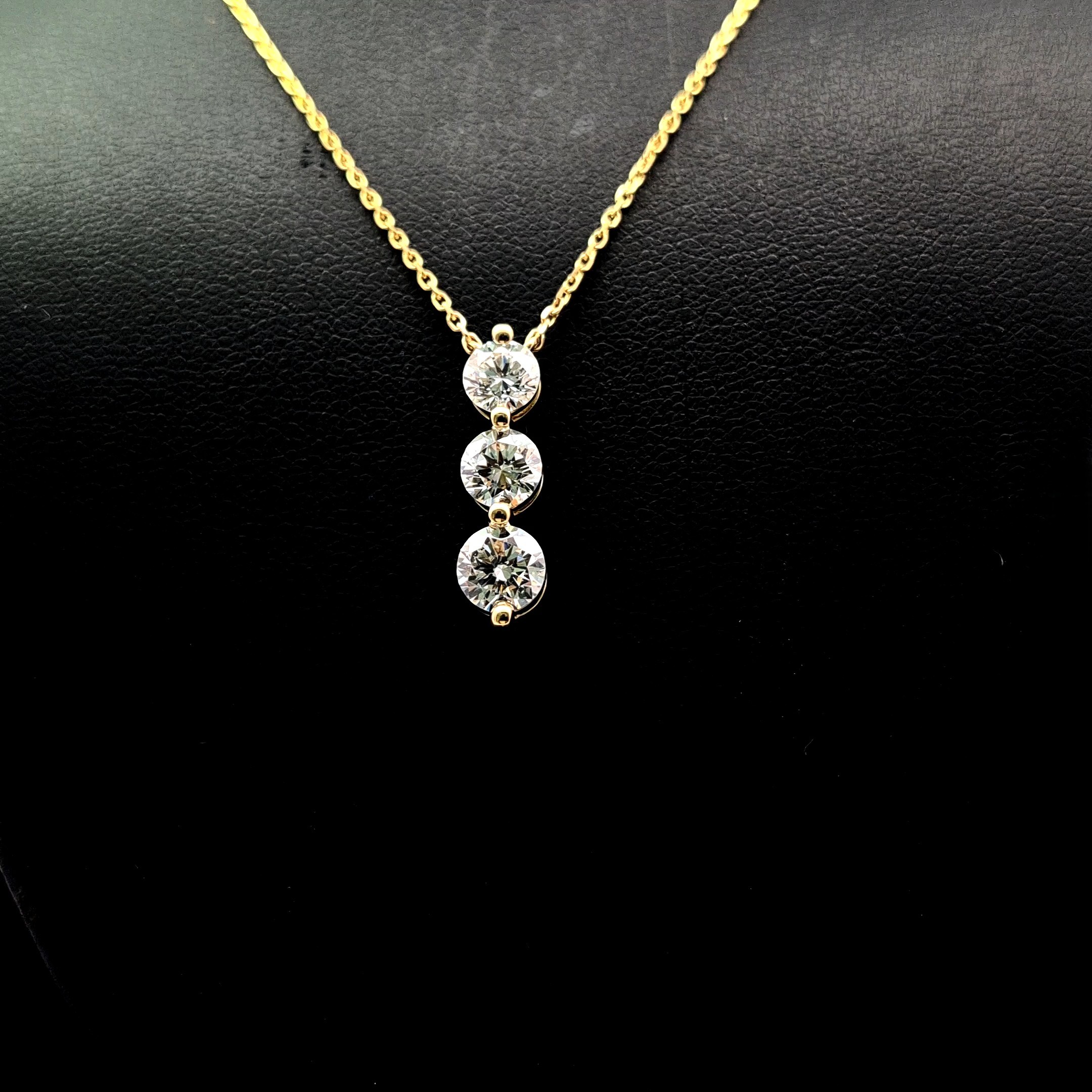 14k Yellow Gold 1.61ct round 1.61ct Round Diamond Necklace in 14k Yellow Gold — Lab-grown diamond jewelry from RVR Collective
