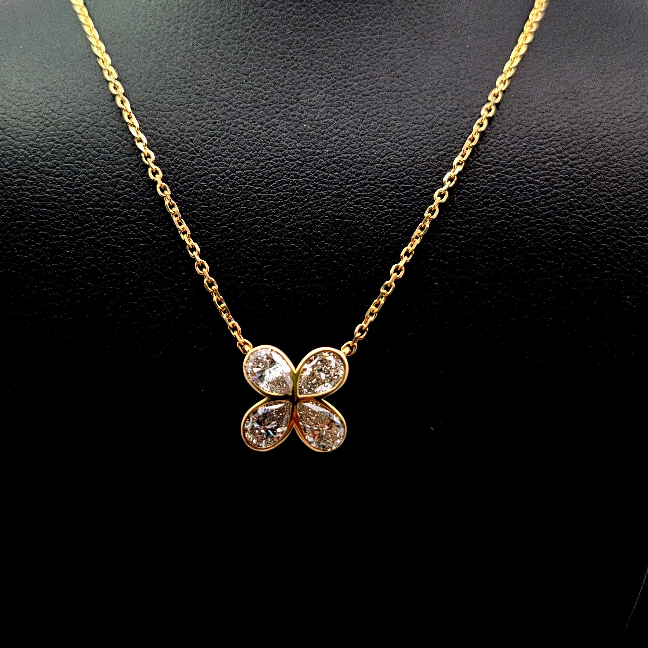 14k Yellow Gold 1.43ct pear 1.43ct Pear Diamond Necklace in 14k Yellow Gold — Lab-grown diamond jewelry from RVR Collective