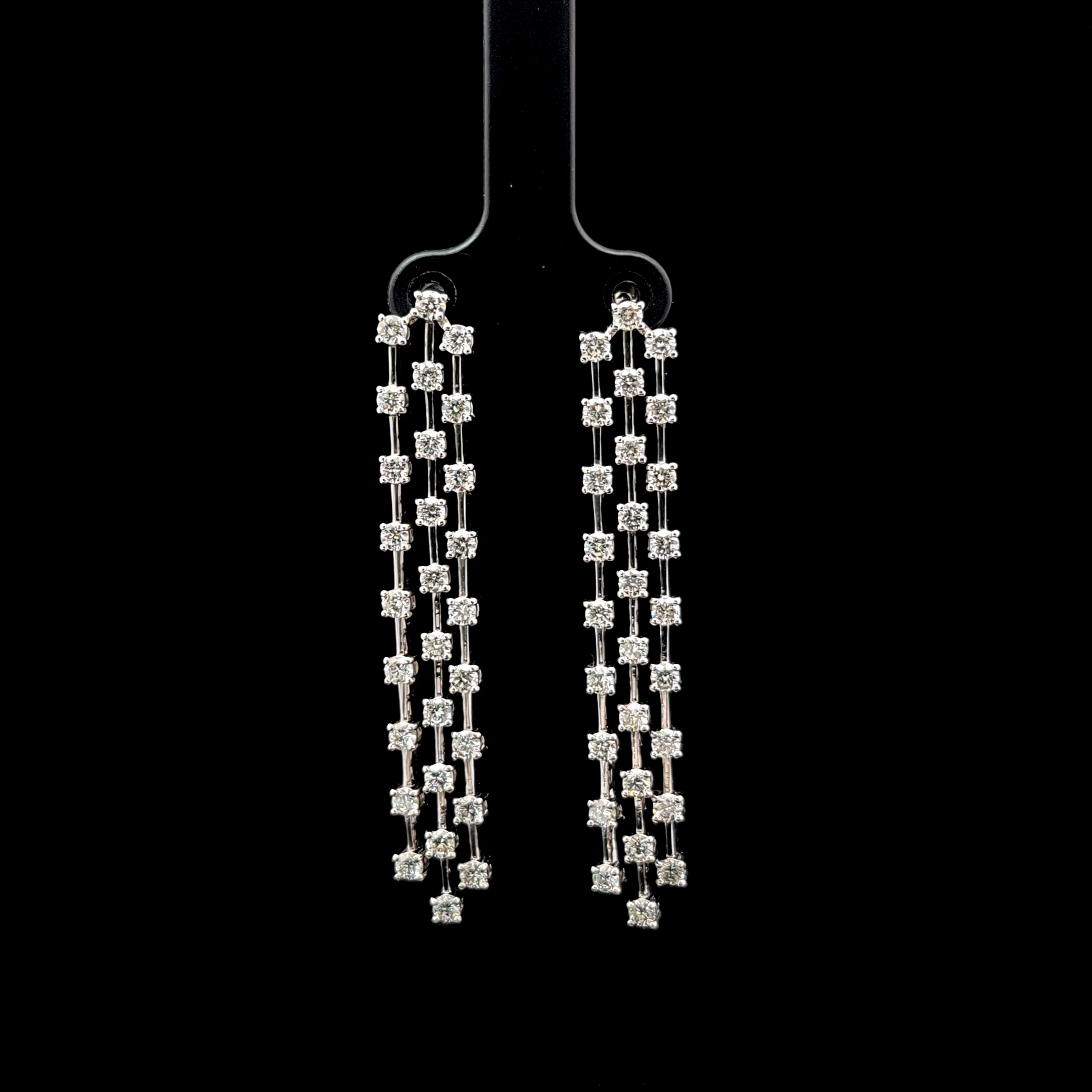 Round 3 Row Drop Earrings 3.26 carat Round lab-grown diamond EFG color VS2 clarity stock TJ9110EFC