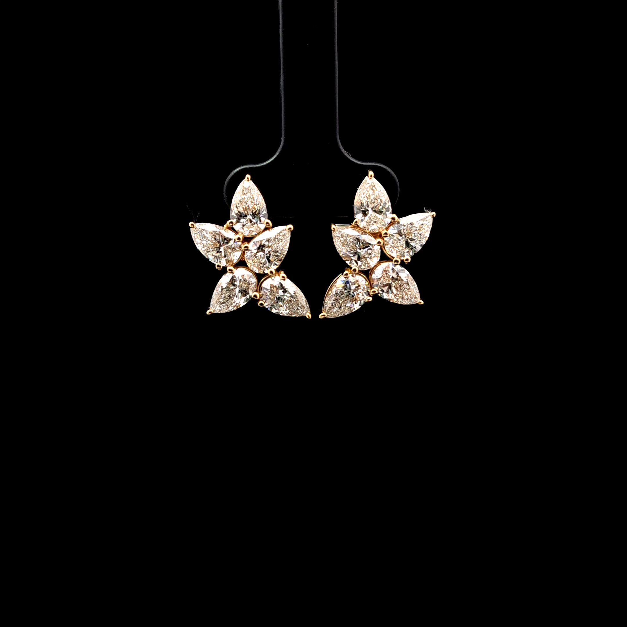 7.58ct Pear Diamond Earrings in 14k Yellow Gold