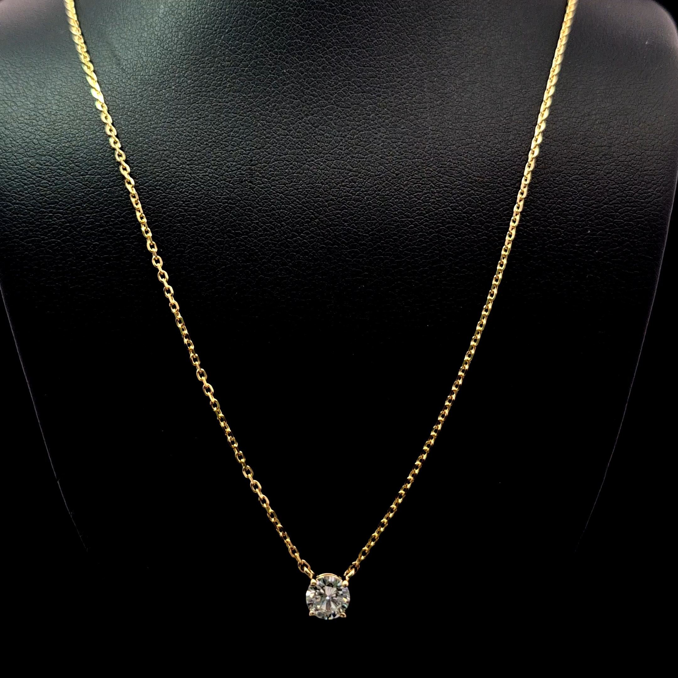 Round Diamond Solitaire Necklace in 14k Yellow Gold