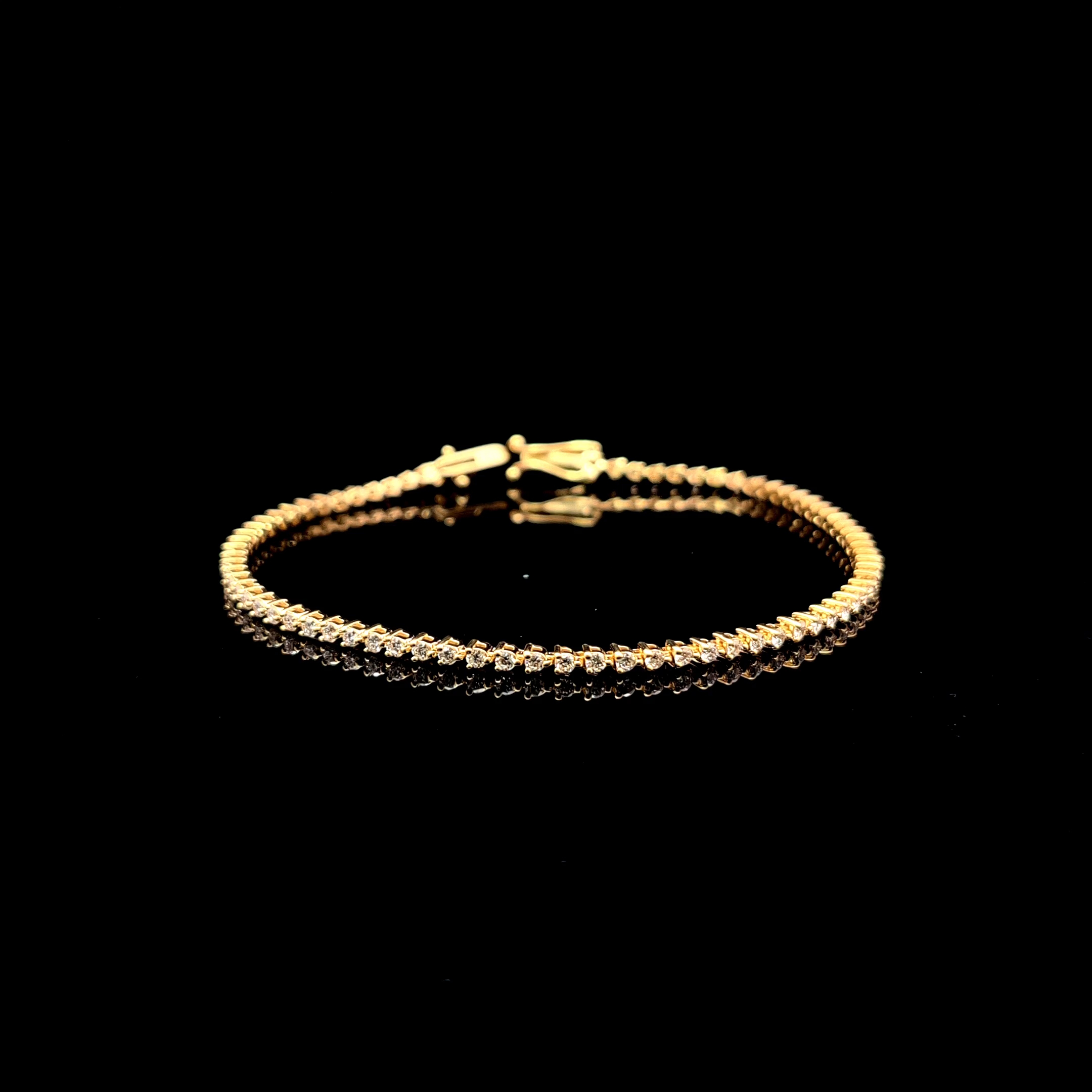 14k Yellow Gold 1.44ct round Round Diamond Tennis Bracelet in 14k Yellow Gold — Lab-grown diamond jewelry from RVR Collective