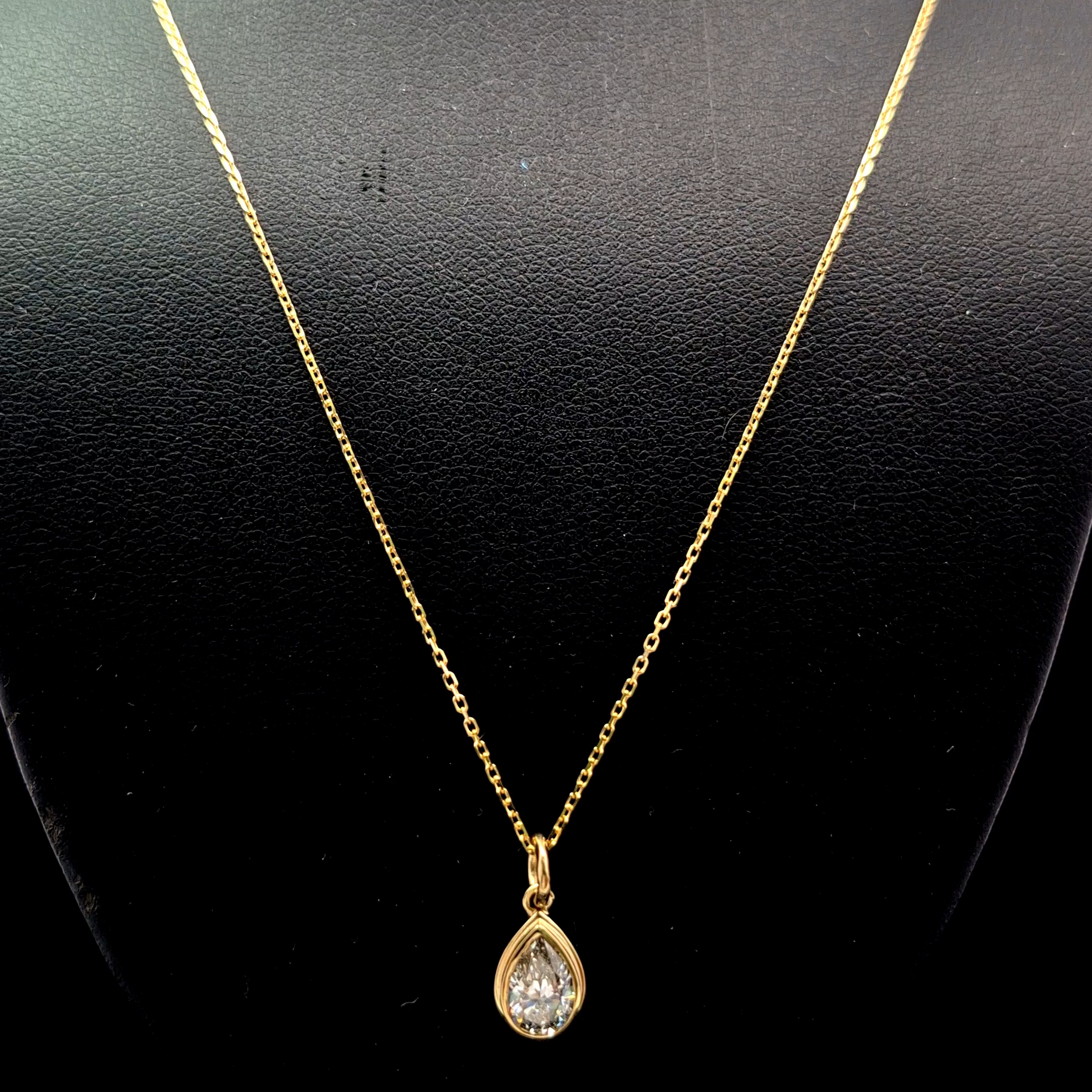 Pear Diamond Solitaire Necklace in 14k Yellow Gold