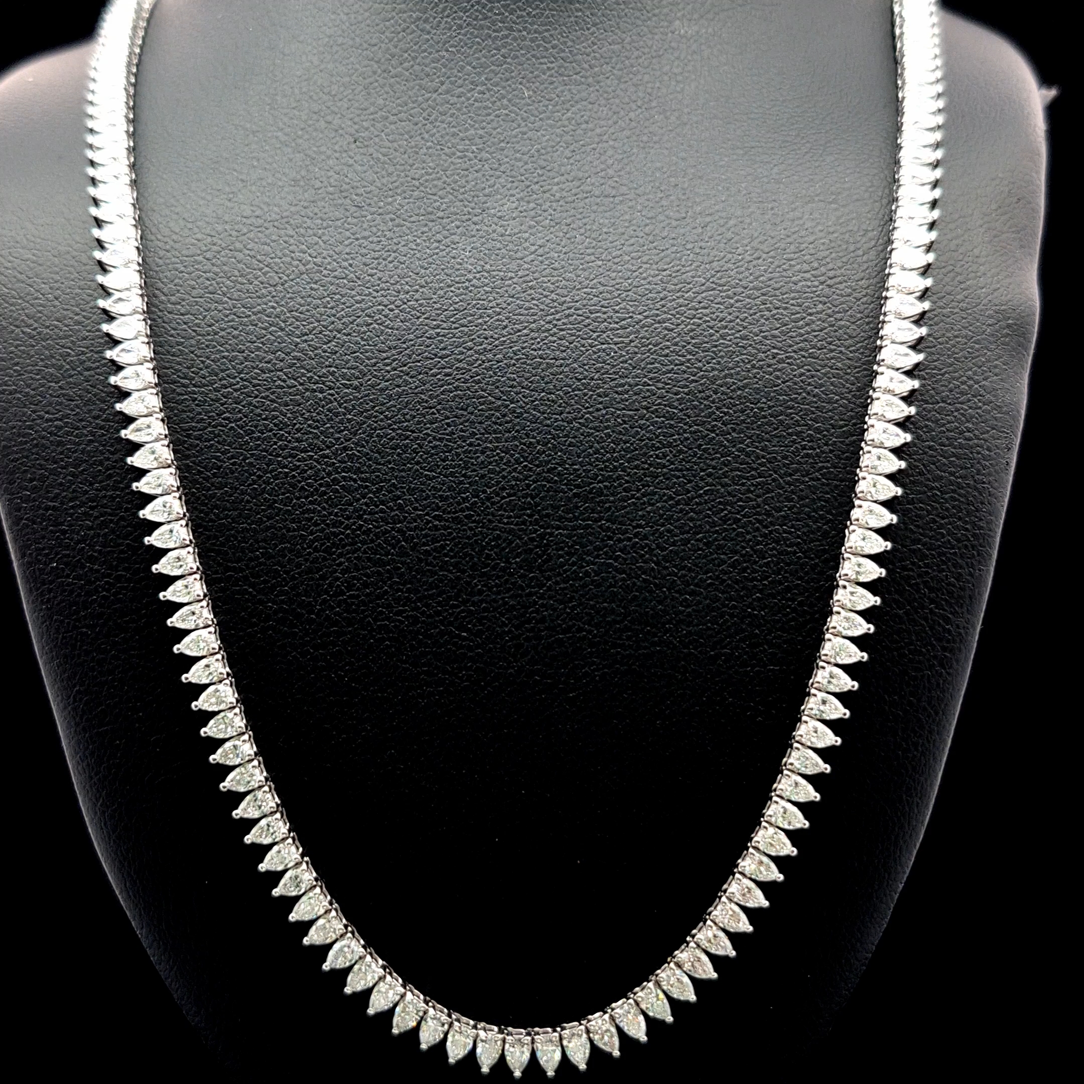 14k White Gold 8.59ct pear Pear Diamond Tennis Necklace in 14k White Gold — Lab-grown diamond jewelry from RVR Collective