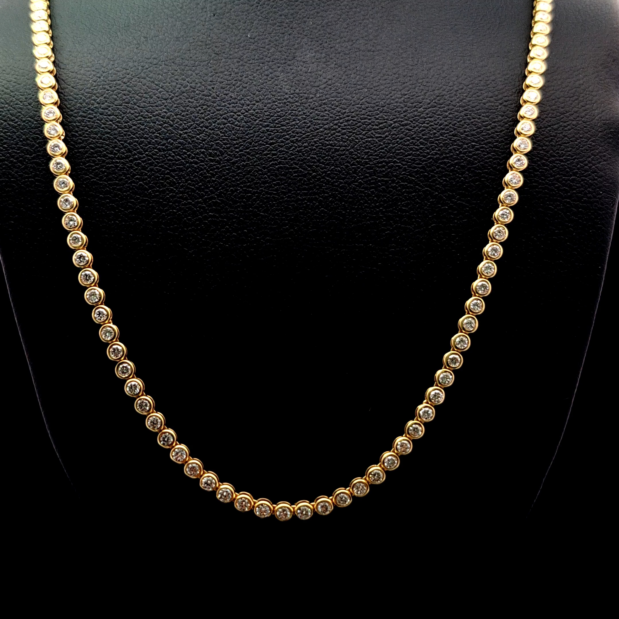 14k Yellow Gold 3.53ct round Round Diamond Tennis Necklace in 14k Yellow Gold — Lab-grown diamond jewelry from RVR Collective