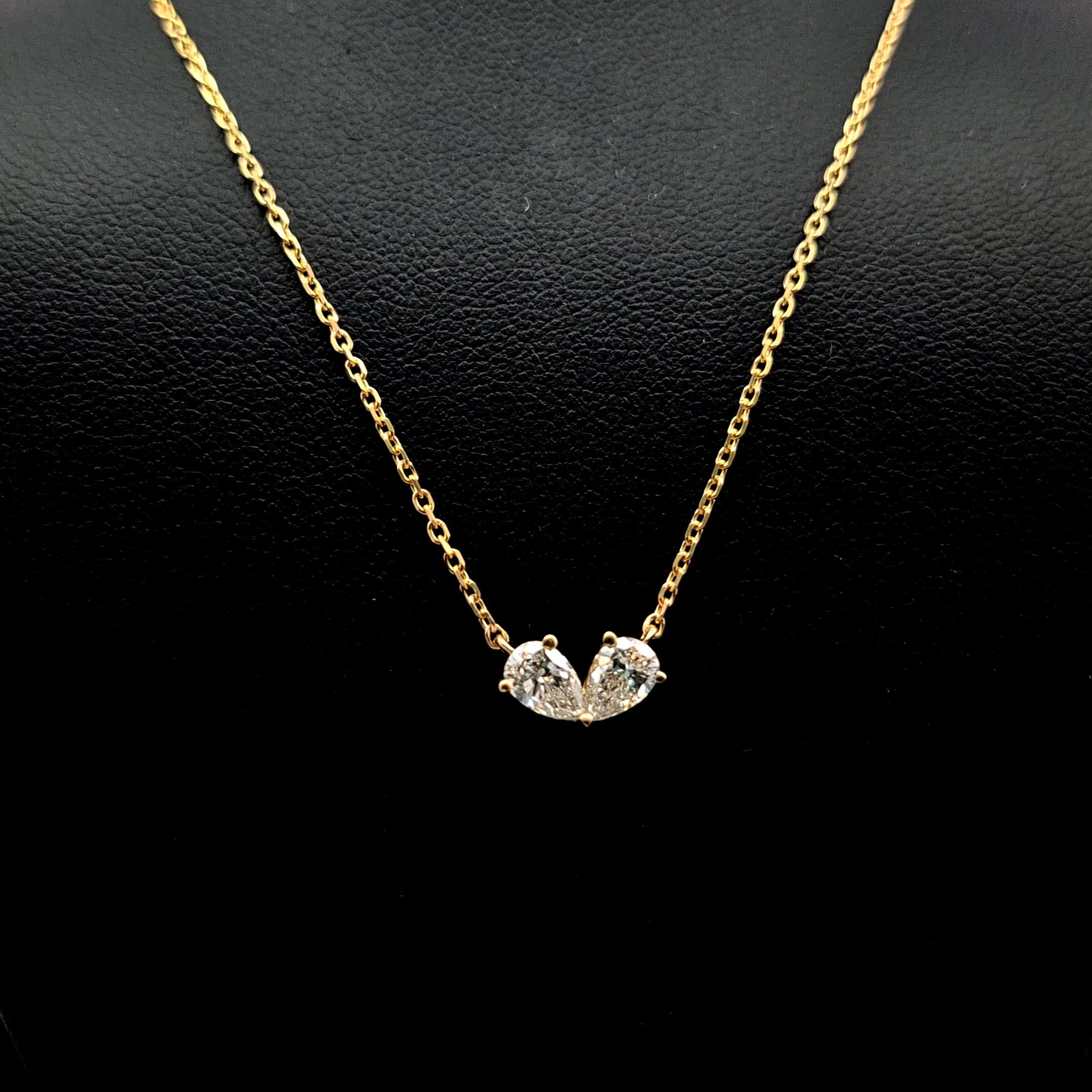 0.63ct Pear Diamond Necklace in 14k Yellow Gold