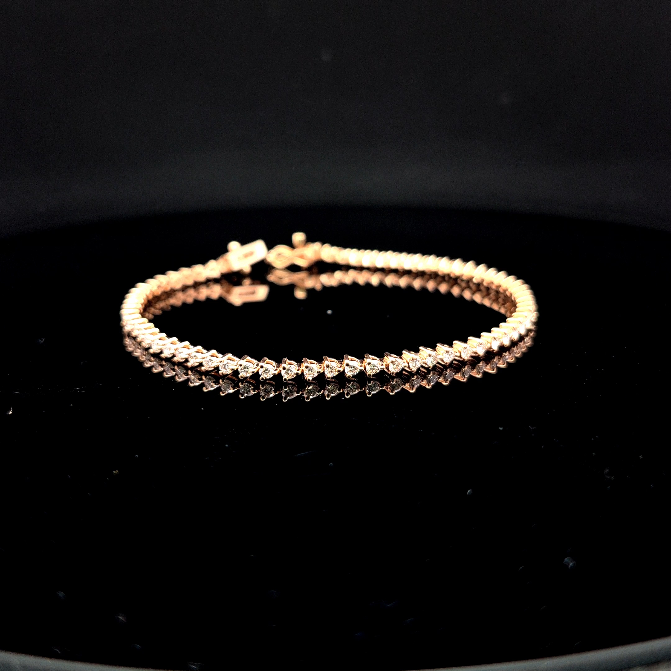 14k Rose Gold 1.7ct round Round Diamond Tennis Bracelet in 14k Rose Gold — Lab-grown diamond jewelry from RVR Collective