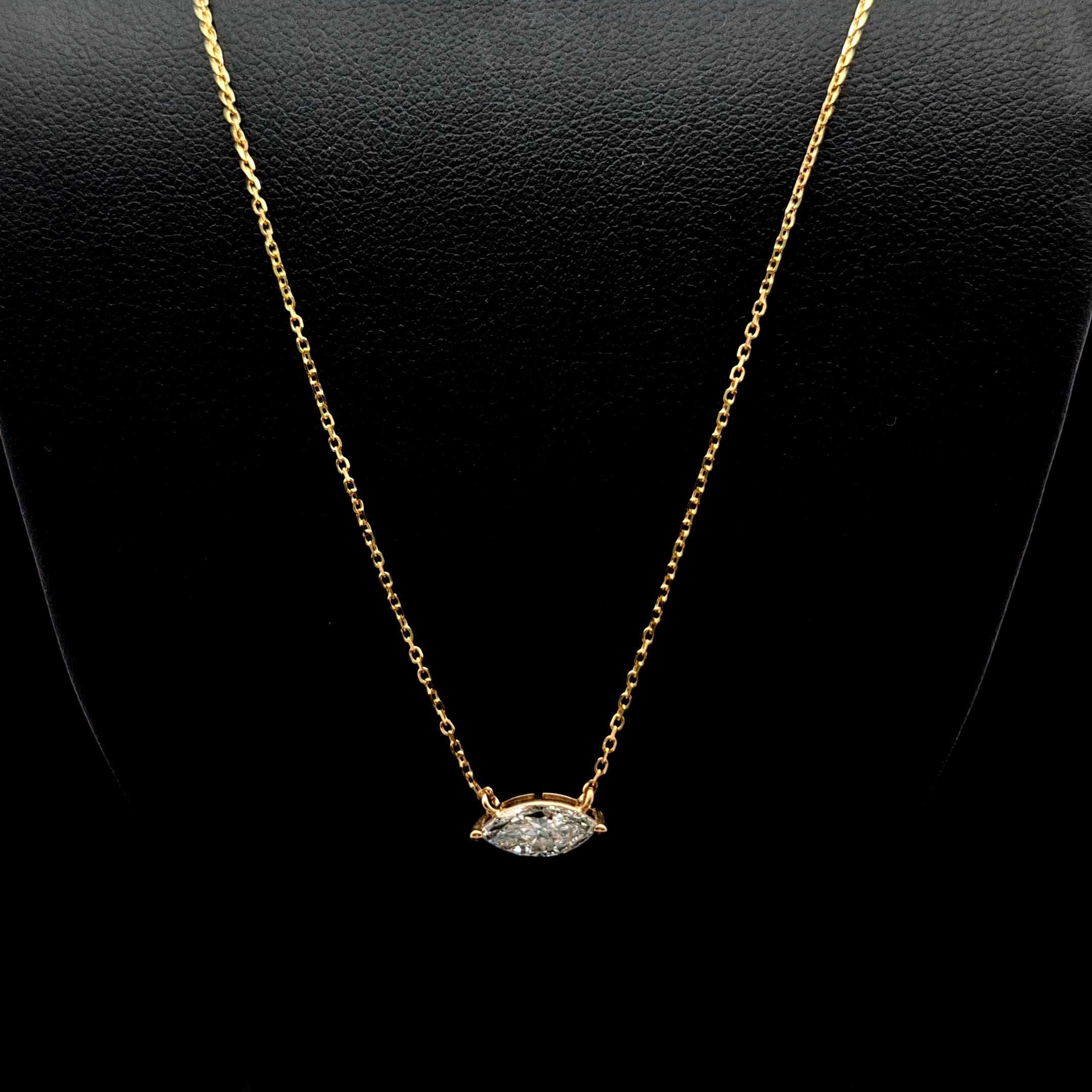 14k Yellow Gold 0.68ct marquise Marquise Diamond Solitaire Necklace in 14k Yellow Gold — Lab-grown diamond jewelry from RVR Collective