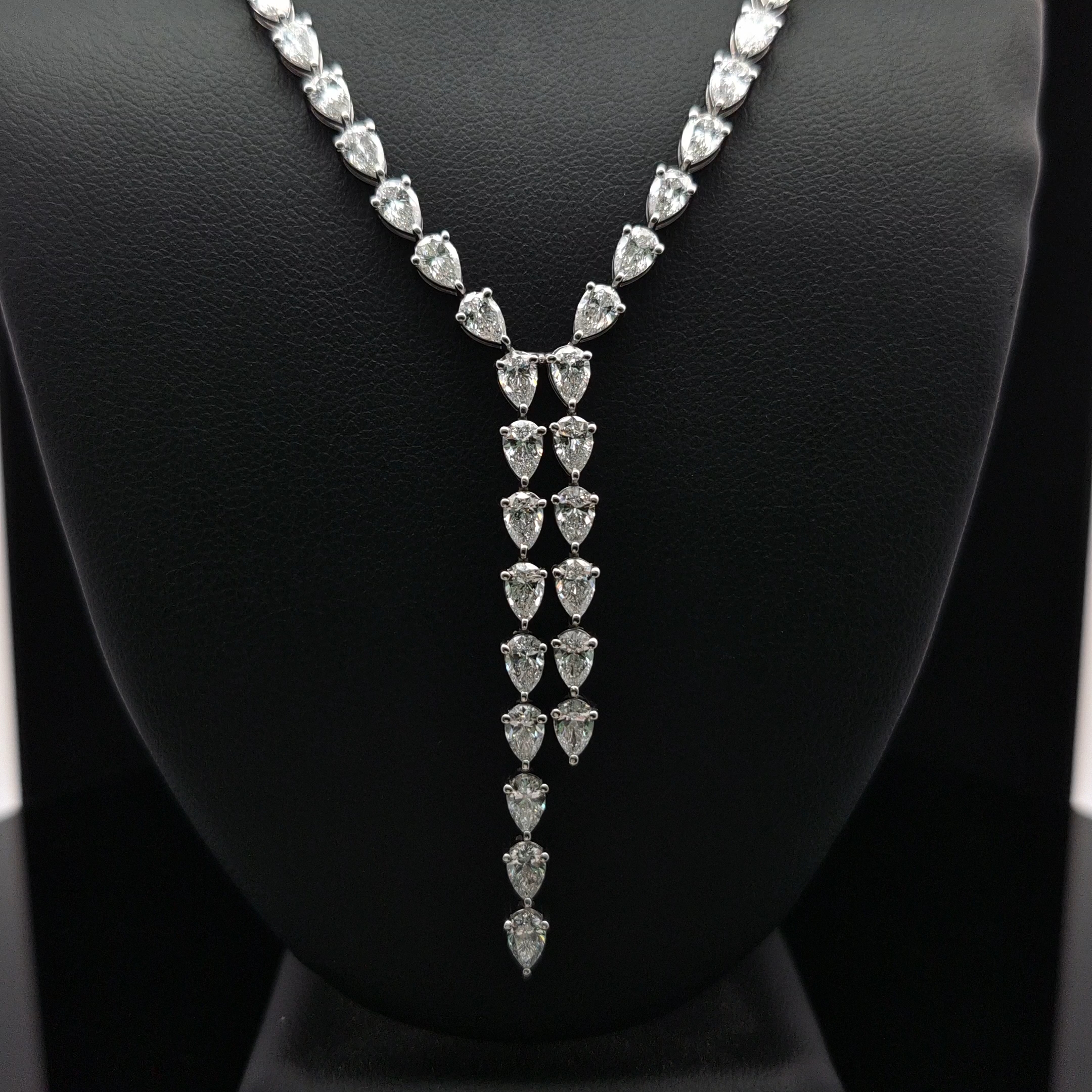 17.70ct Pear Diamond Necklace in 14k White Gold