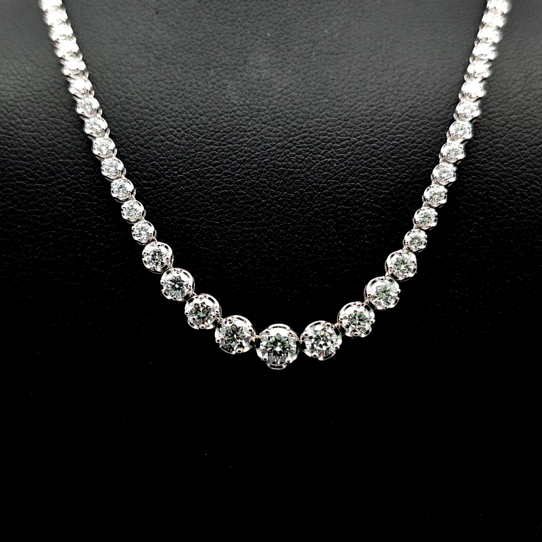 14k White Gold 3.49ct round Round Diamond Riviera Necklace in 14k White Gold — Lab-grown diamond jewelry from RVR Collective