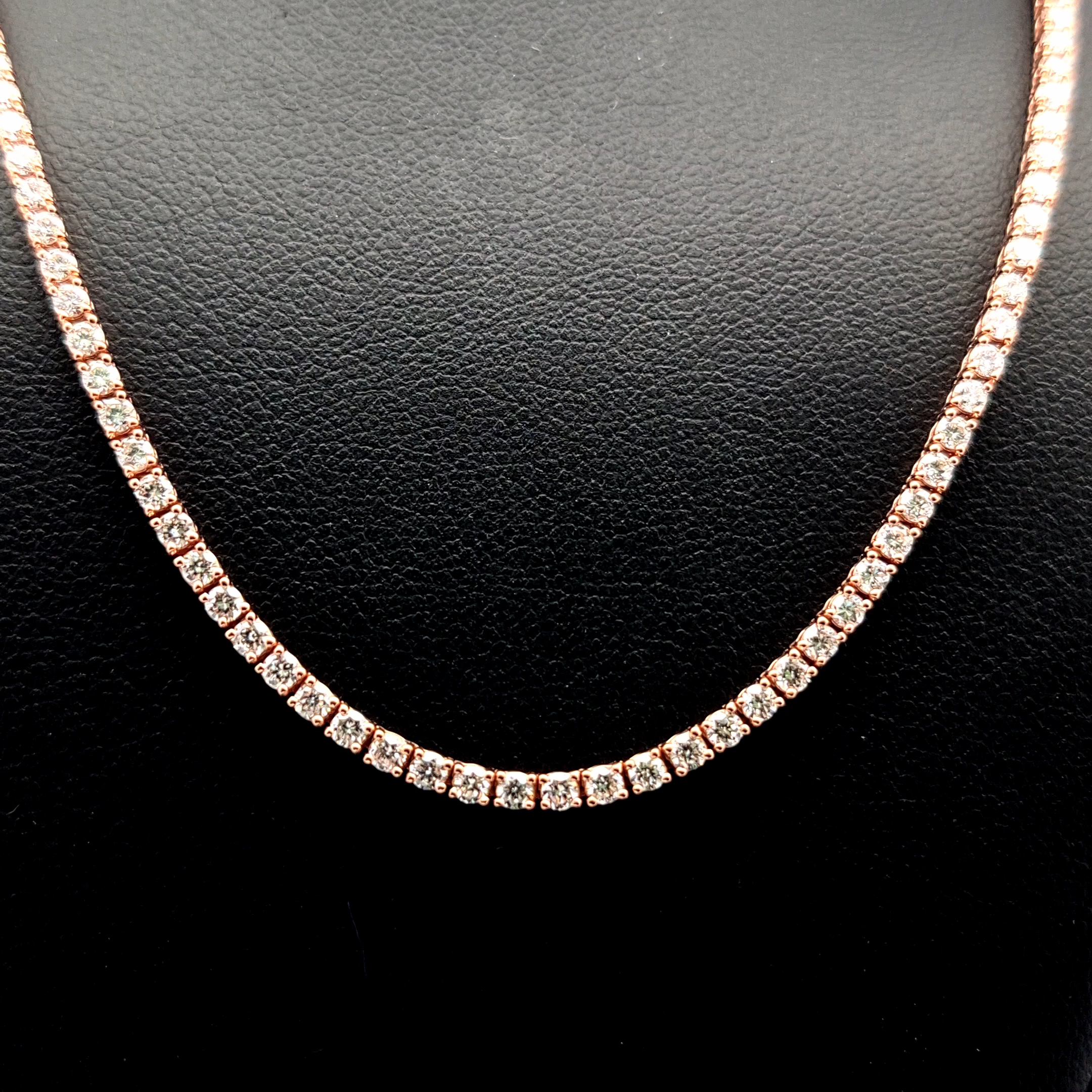 14k Rose Gold 5.36ct round Round Diamond Tennis Necklace in 14k Rose Gold — Lab-grown diamond jewelry from RVR Collective