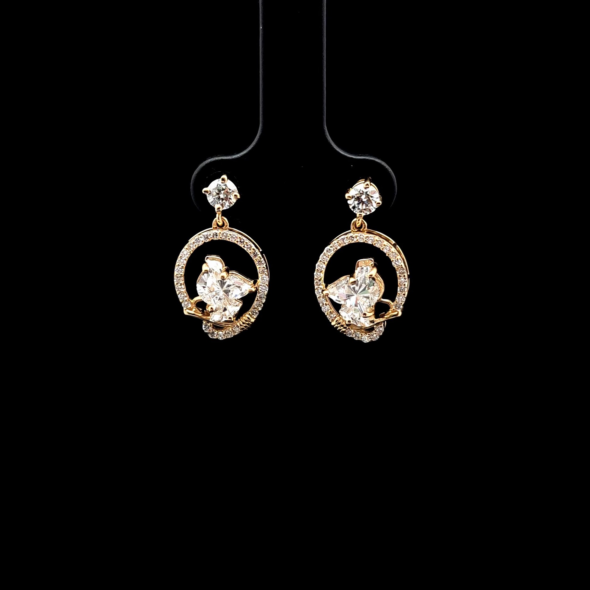 2.59ct Round Diamond Earrings in 14k Yellow Gold