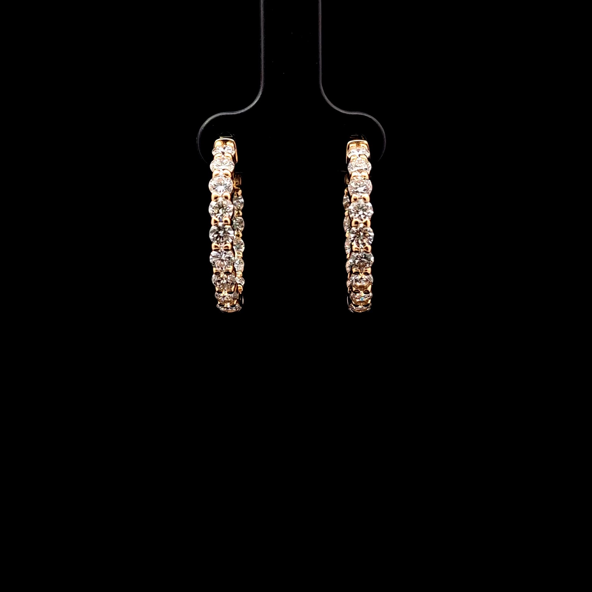 14k Yellow Gold 3.06ct round Round Diamond Hoop Earrings in 14k Yellow Gold — Lab-grown diamond jewelry from RVR Collective
